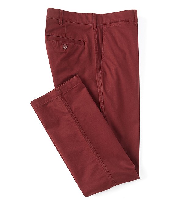 Color:Dark Red - Image 1 - Madison Classic-Fit Flat-Front Stretch Chino Pants