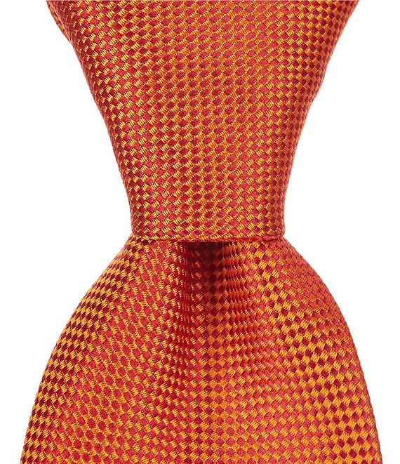 Color:Orange - Image 1 - Oxford Solid Traditional 3 1/4#double; Silk Tie