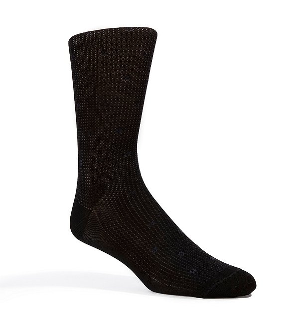 Color:Black - Image 1 - Pindot & Square Dress Socks