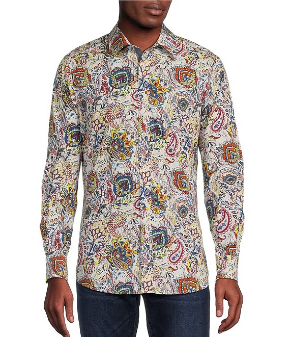 Cremieux Premium Denim Paisley Stretch Long Sleeve Woven Shirt | Dillard's