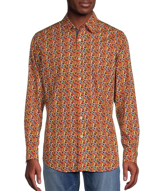 Cremieux Premium Denim Stretch Geo Print Long Sleeve Woven Shirt ...