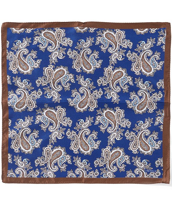 Cremieux Preston Bordered Pines Woven Silk Pocket Square