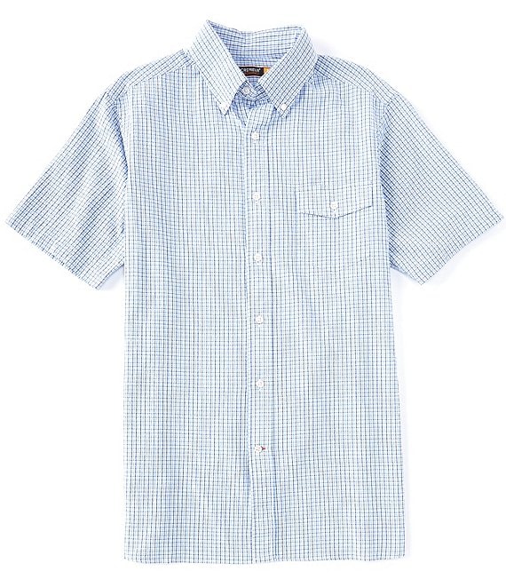 Cremieux Seersucker Plaid Performance Stretch Short-Sleeve Woven Shirt ...