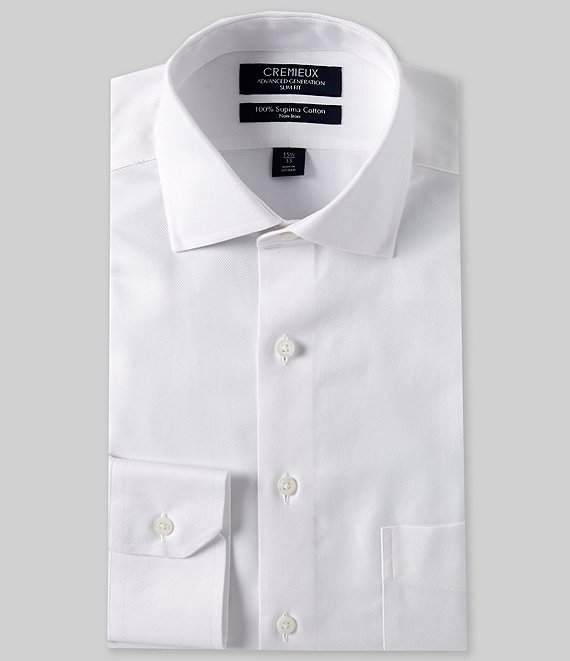 Cremieux Slim Fit Non-Iron Spread Collar Basketweave Dress Shirt ...