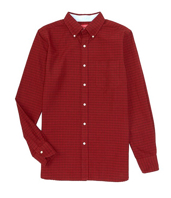 Cremieux Slim-Fit Plaid Oxford Bright Red Long-Sleeve Woven Shirt