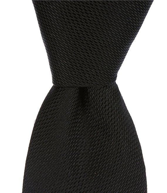 Color:Black - Image 1 - Solid Textured 3 1/4#double; Silk Tie