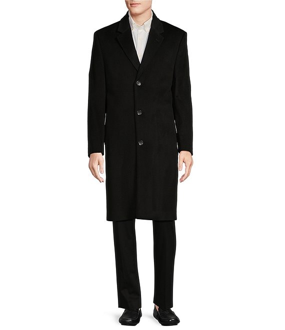 Cremieux Solid Black Wool Cashmere Full-Length Topcoat | Dillard's