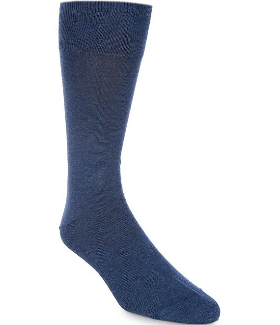 Cremieux Solid Flat Knit Crew Dress Socks, Denim - Image 1