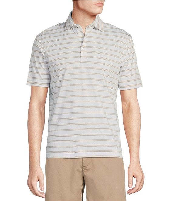 Cremieux Blue Label Striped Short Sleeve Interlock Polo Shirt
