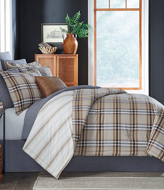 Cremieux Tucker Collection Woven Yard Dyed Plaid Reversible Comforter Mini Set, Brown - Image 1