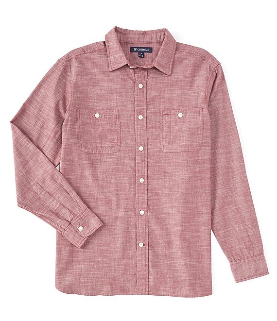 Color:Caberney - Image 1 - Washed Chambray Long-Sleeve Woven Shirt