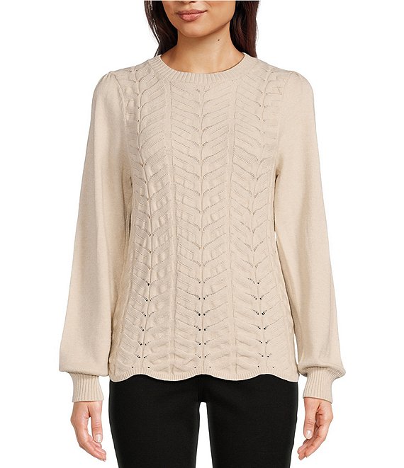 CLANE UP NECK PUFF SLEEVE KNIT OP
