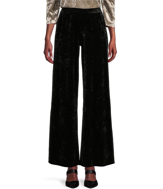 Cupio Solid Crushed Velvet Flat Front Wide Leg Pull-On Pant | Dillard's