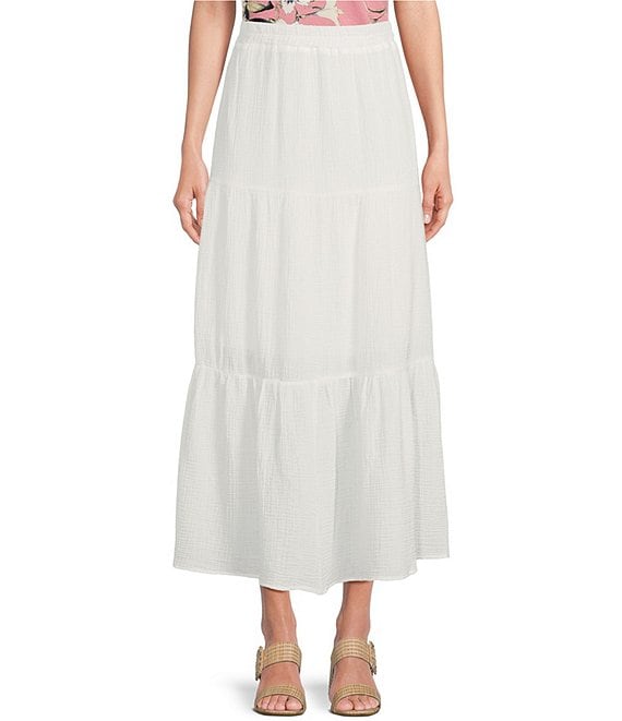 Cupio Solid Gauze Tiered Hem A-Line Skirt | Dillard's