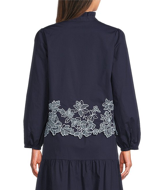 Current Air Coordinating Cotton Ruffle Stand Collar Long Sleeve