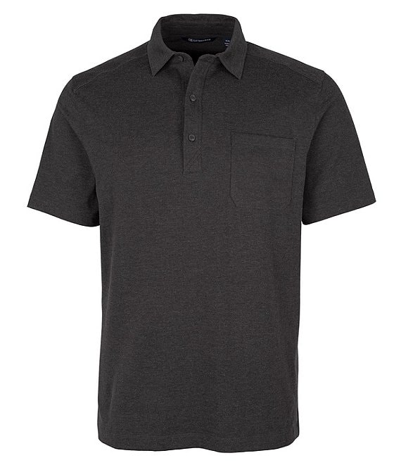 Color:Black Heather - Image 1 - Advantage Short-Sleeve Tri-Blend Jersey Polo Shirt