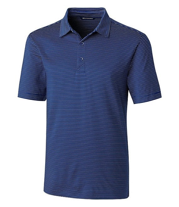 Color:Tour Blue - Image 1 - Big & Tall Forge Polo Pencil Stripe Performance Stretch Short-Sleeve Polo Shirt