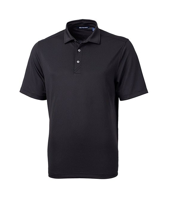 Color:Black - Image 1 - Big & Tall Virtue Eco Pique Performance Stretch Short-Sleeve Recycled Materials Polo Shirt