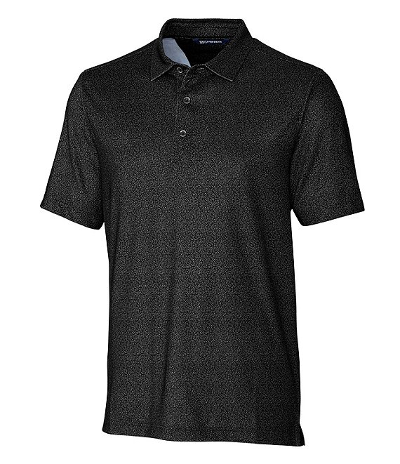 Color:Black - Image 1 - Pike Short-Sleeve Micro-Floral-Printed Polo Shirt