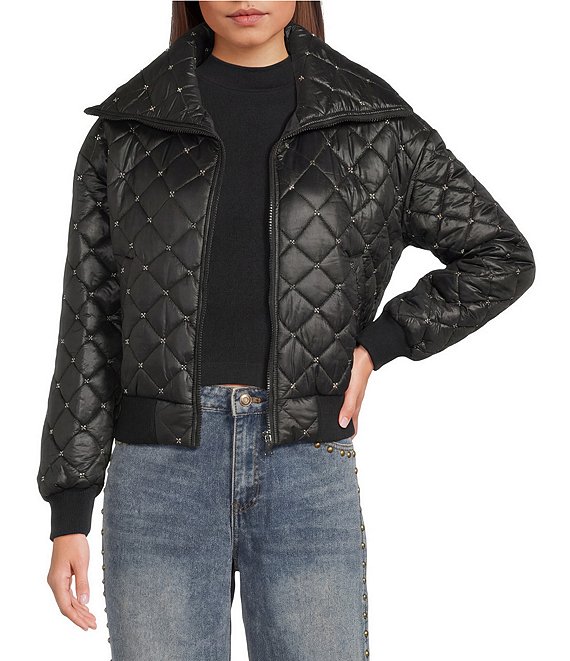 C&V Chelsea & Violet Zip Up Front Beaded Quilted Puffer Jacket