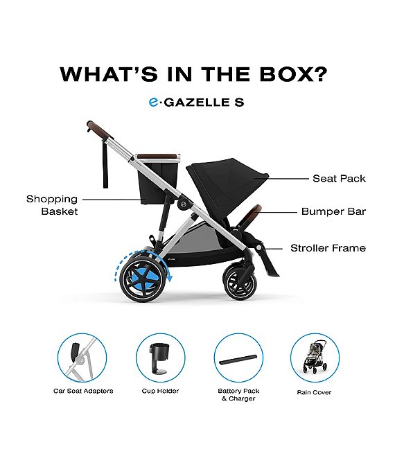 Cybex E - Gazelle S Stroller - Black Frame/ Moon Black Seat