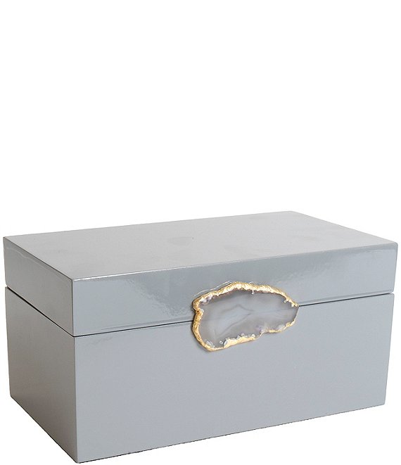 Color:Grey - Image 1 - Box Inlaid Agate Storage Box