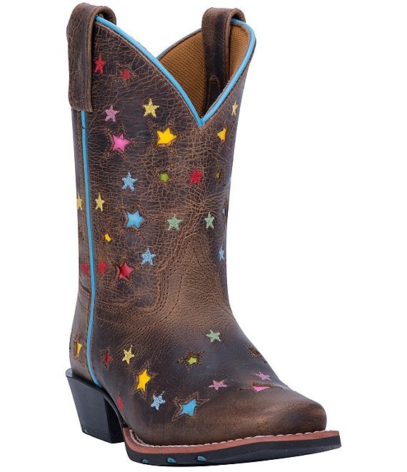 Color:Brown - Image 1 - Girls' Starlett 9#double; Star Detail Western Boots (Youth)