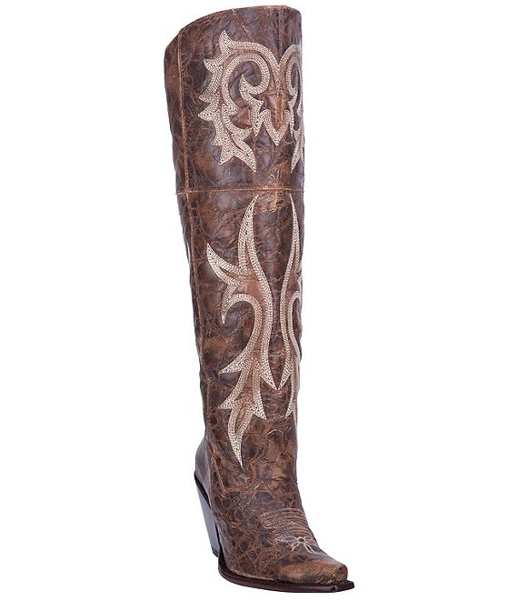 Color:Brown - Image 1 - Jilted Leather Over-The-Knee Western Boots