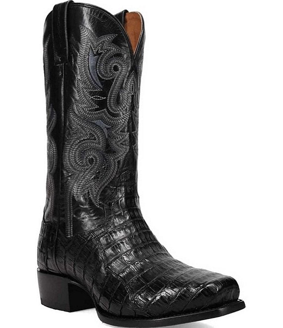 Dan Post Men's Zandor 13#double; Caiman Leather Square Toe Western Boots
