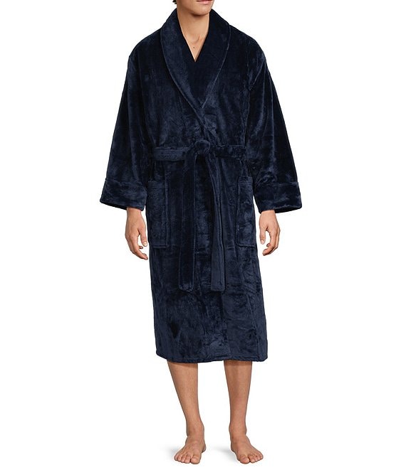 Daniel Buchler Plush Poly Jacquard Shawl Collar Robe