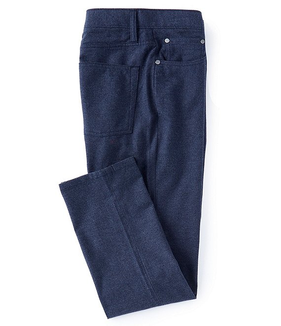 Color:Navy Heather - Image 1 - Daniel Cremieux Signature Classic-Fit Flat-Front 5-Pocket Heathered Pants