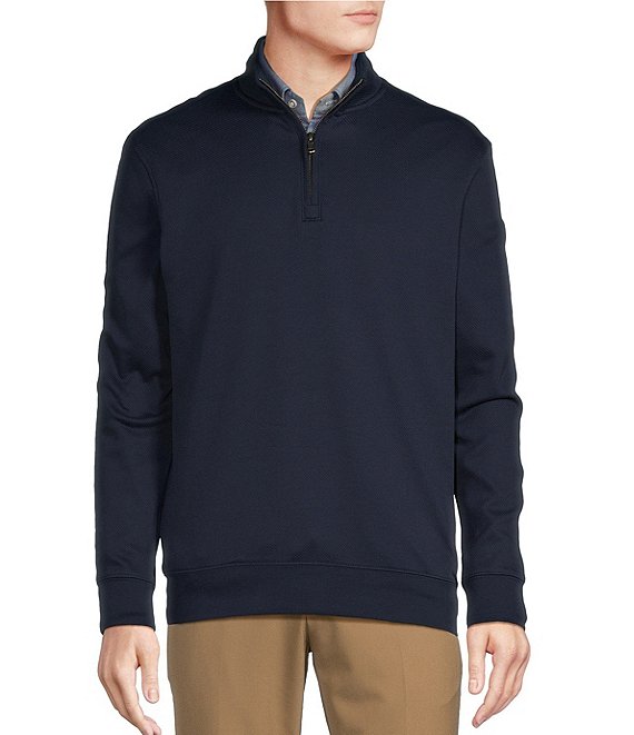 Daniel Cremieux Signature Label Honeycomb Quarter Zip Pullover Mens L Navy Heather Dillard s Exclusive