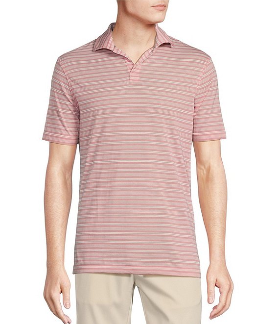 Color:Blush - Image 1 - Daniel Cremieux Signature Label Stripe Jersey Short-Sleeve Polo Shirt