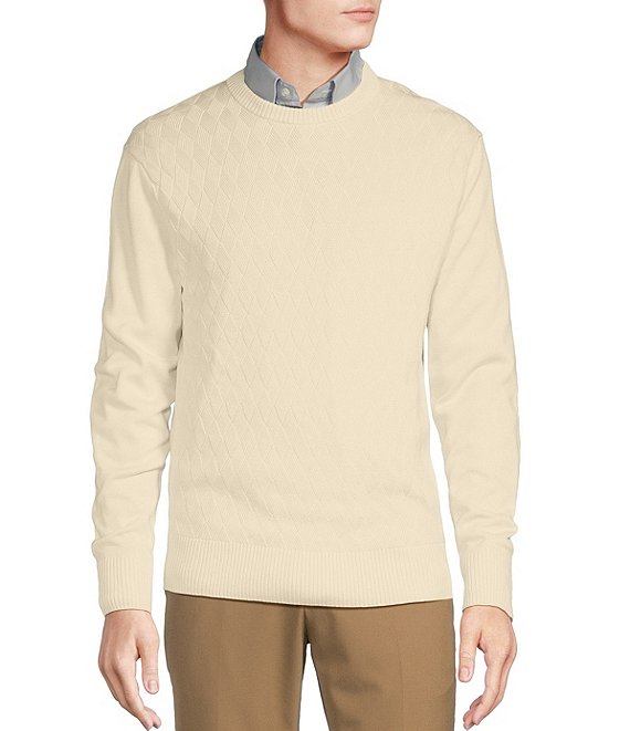 Cremieux Daniel Cremieux Signature Label Supima Diamond Pattern Sweater, White - Image 1