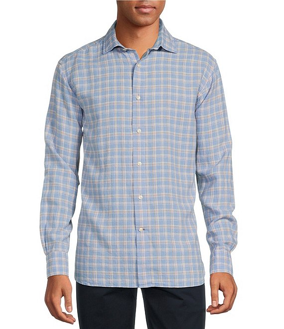 Daniel Cremieux Signature Label Plaid Bel Air Blue Long-Sleeve Woven ...