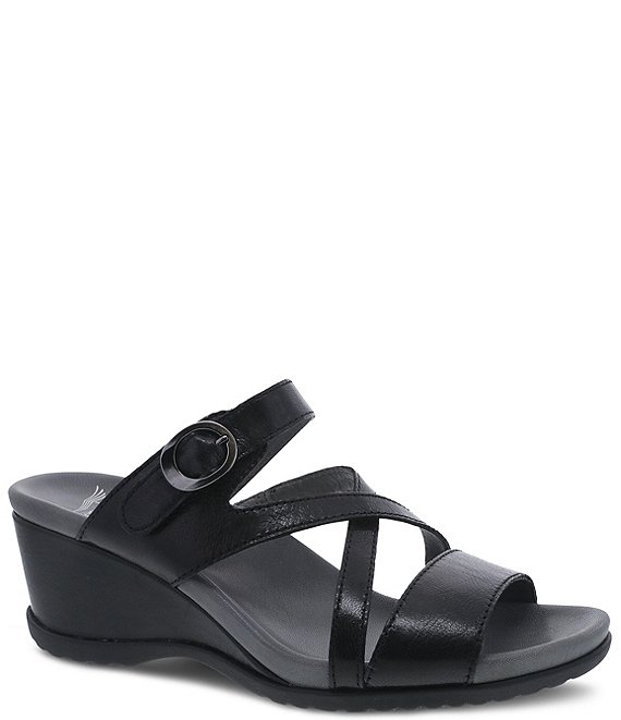 Dansko Ana Strappy Leather Wedge Slide Sandals | Dillard's