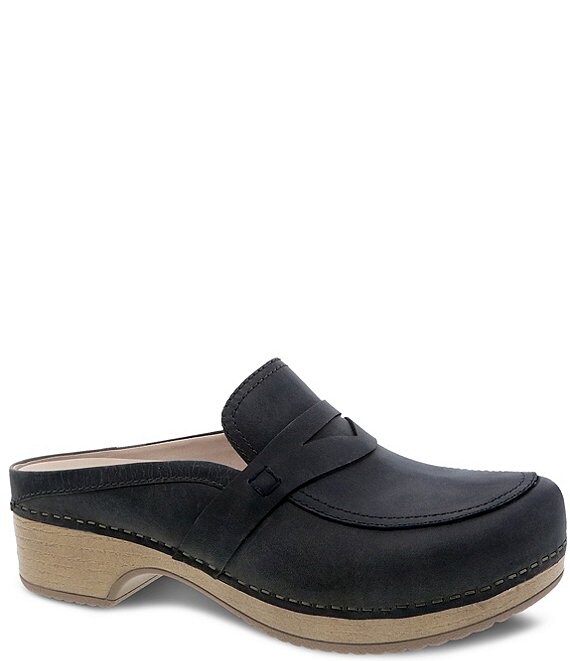 Color:Black Oiled Pull Up - Image 1 - Bel Oiled Leather Penny Clogs