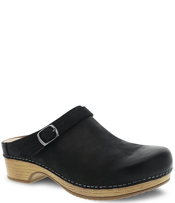 black suede clogs