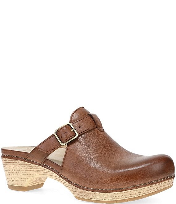 Dansko Leandra Leather Platform Block Heel Clogs