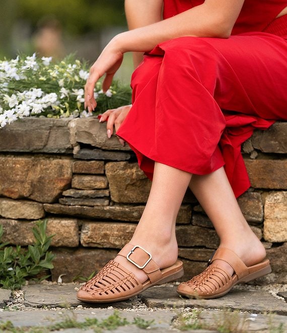 Dansko Leilani Leather Huarache Flat Mules | Dillard's