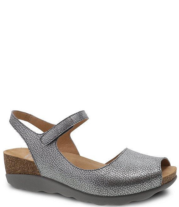 Color:Pewter Metallic - Image 1 - Marcy Metallic Leather Sandals