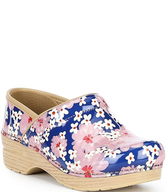 Dansko Professional Pink Bloom Patent Leather Clogs