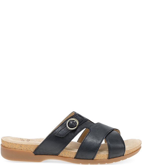 ぺんぎん Dansko Regan Leather Cross Strap Slide Sandals | Dillard's