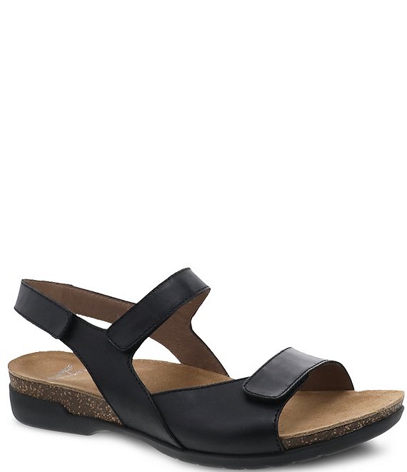 Color:Black Waxy Burnished - Image 1 - Ronda Leather Sandals