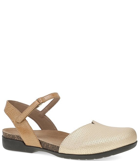 Dansko Rowan Chevron Leather Ankle Strap Mary Jane Clogs