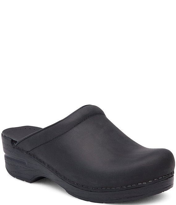 Color:Black Oiled - Image 1 - Sonja Leather Clogs