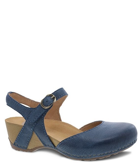 Dansko Tiffani Burnished Leather Ankle Strap Clogs | Dillard's