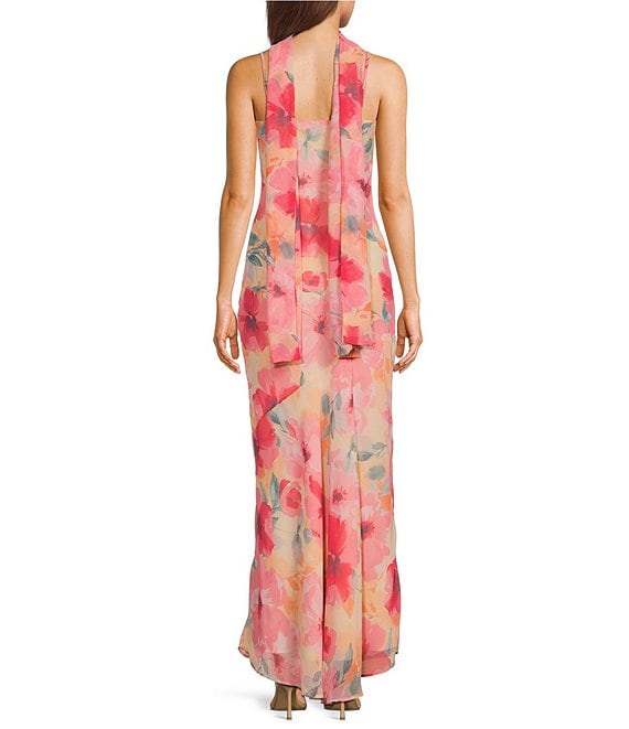 the scarf dress in printed silk chiffon Helsa Printed Silk Chiffon Sabrina Dress - Black & Ivory Dot