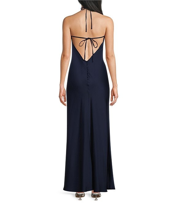 bella dahl open back halter dress Dear Moon Satin Neck Maxi Fabric Classification:CHIFFON