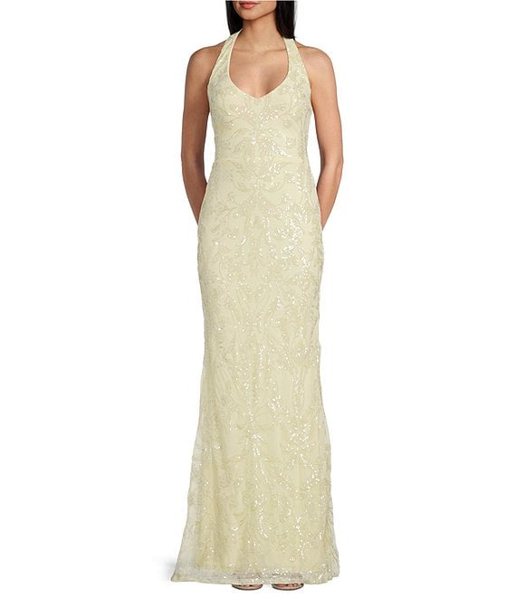 Dear Moon Sequin Patterned Halter Neck Dress